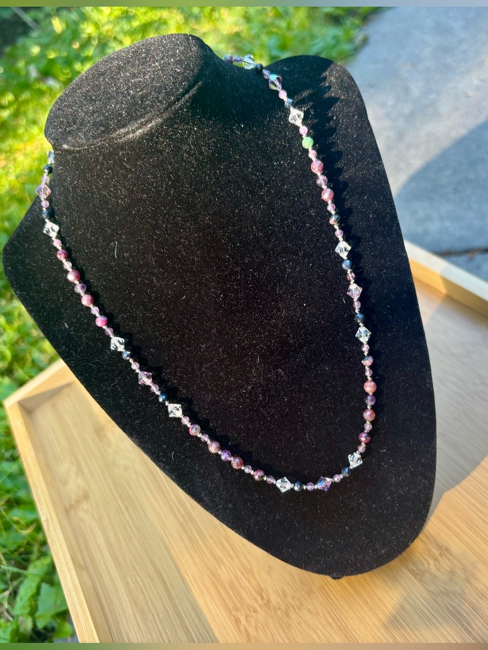 Ruby and sapphire gemstone necklace.